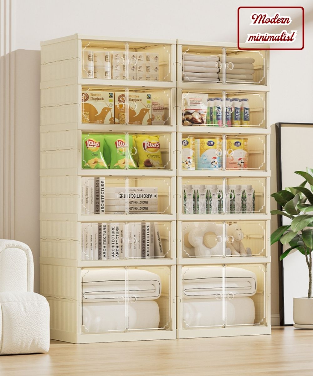 Vando Foldable Shoe Rack Cabinet – 6/9 Tier Plastic Organizer with Doors & Wheels – Fits 29–36 Pair
