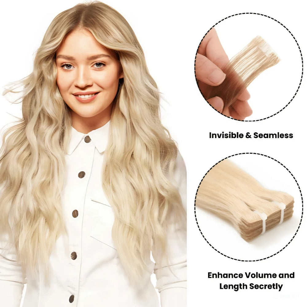 Invisible Tape In Hair Extensions, Injected Hand-Tied, Virgin Human Hair, 2 Pack Save more 30% (20 pcs x 2)