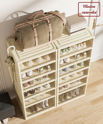 Vando Foldable Shoe Rack Cabinet – 6/9 Tier Plastic Organizer with Doors & Wheels – Fits 29–36 Pair