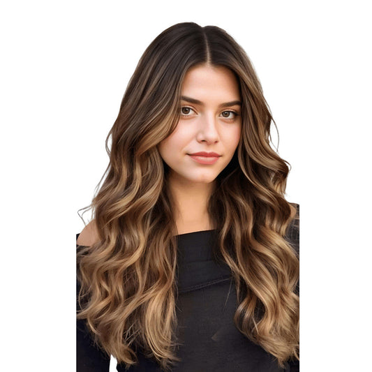 Chocolate Brown To Bleach Blonde and Chestnut Brown Balayage Keratin K Tip Hair Extensions | Keratin I TIP Hair Extensions, Luxury Super Double Drawn Quality, Virgin Human Hair, 100g