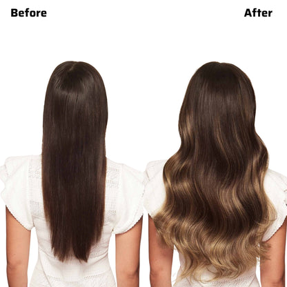 Invisible Clip In Hair Extensions, Virgin Human Hair Chocolate Brown to Caramel Blonde