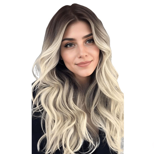 Ombre Dark Brown To Platinum Blonde Keratin K Tip Hair Extensions | Keratin I TIP Hair Extensions, Luxury Super Double Drawn Quality, Virgin Human Hair, 100g