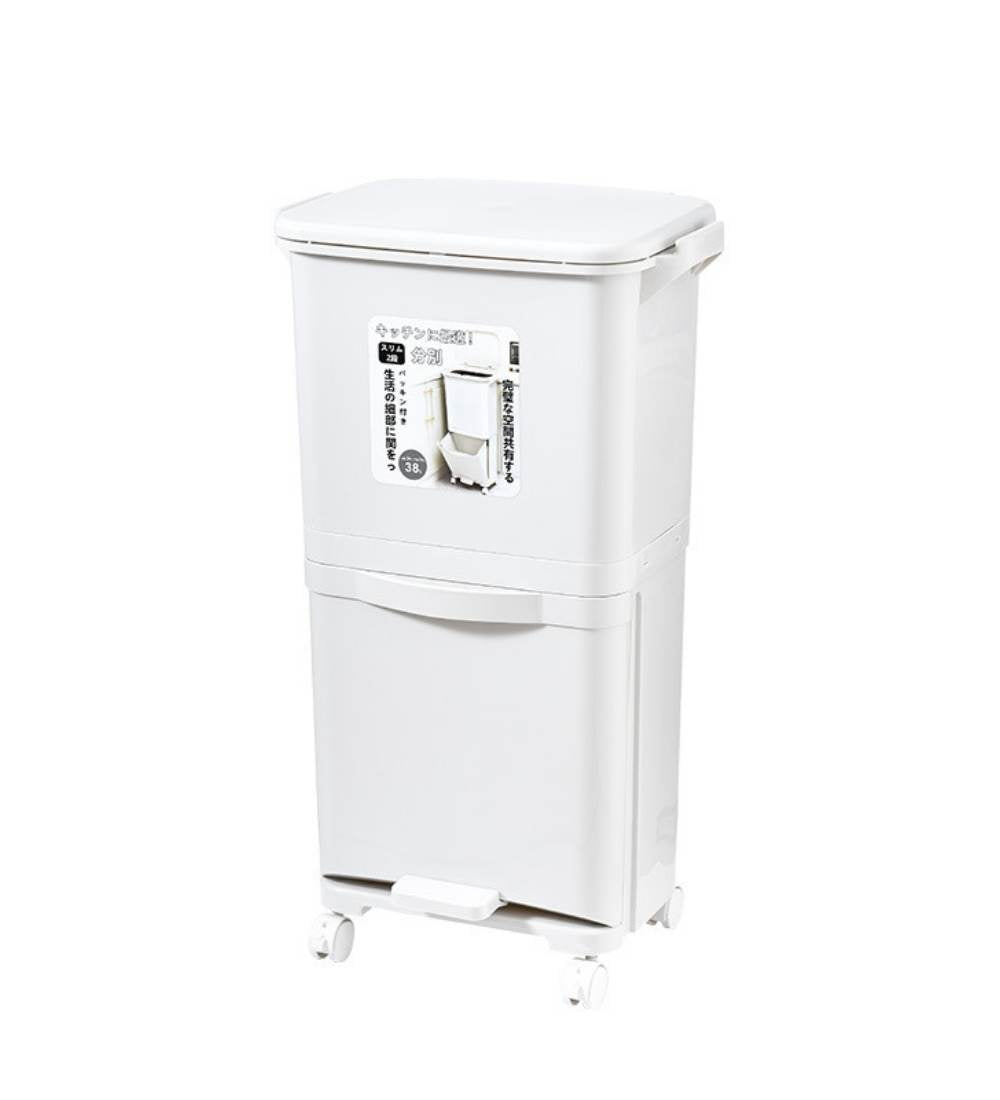 Vando 3-Compartment Smart Trash Can with Lid, Pedal & Wheels