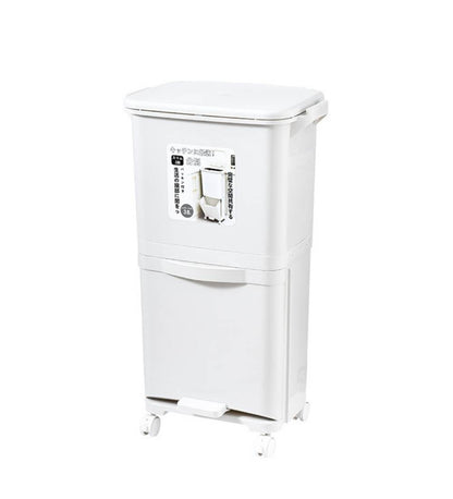Vando 3-Compartment Smart Trash Can with Lid, Pedal & Wheels