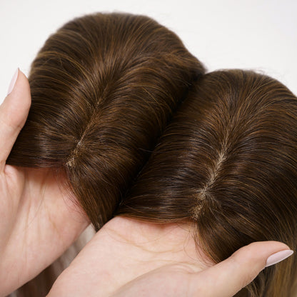 Off Black Vando Human Hair Topper, Injected Hand-Tied, Invisible Full Silk, Virgin Human Hair