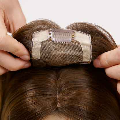 Off Black Vando Human Hair Topper, Injected Hand-Tied, Invisible Full Silk, Virgin Human Hair