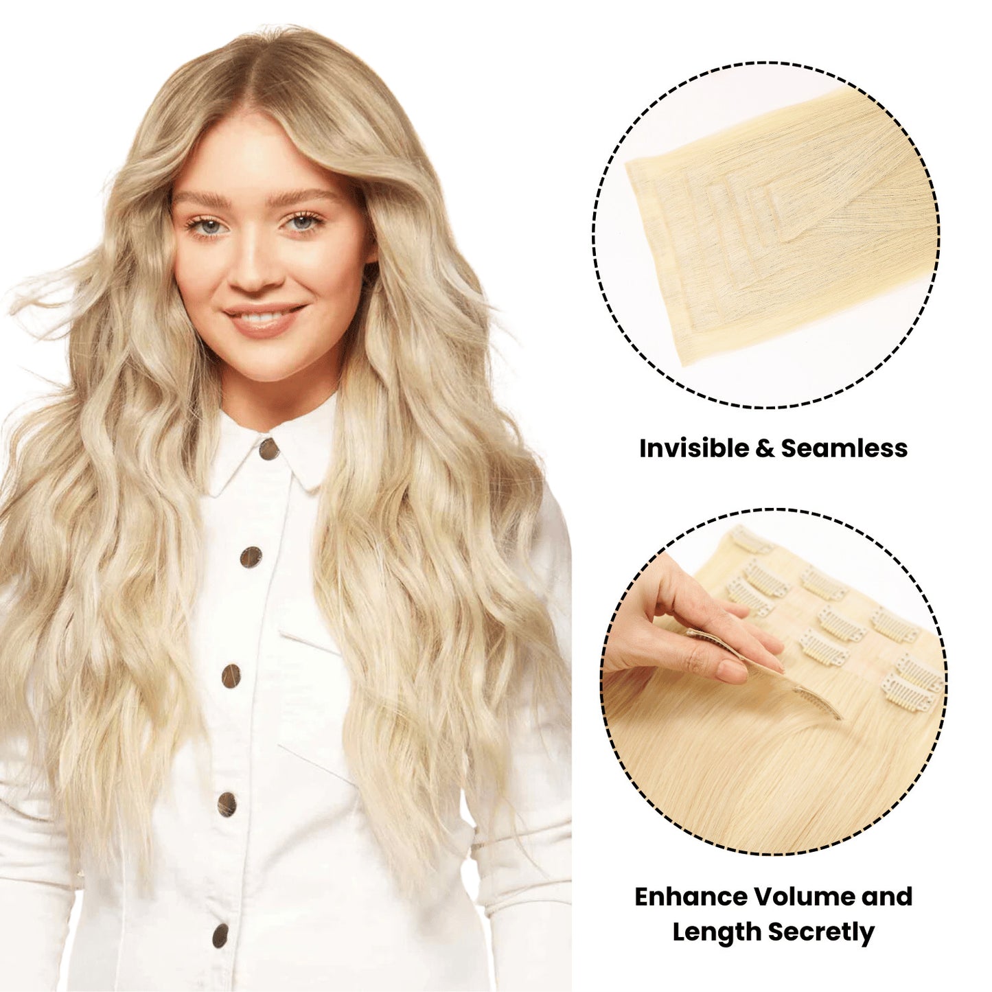 Mocha Melt Balayage Invisible Clip In Hair Extensions, Virgin Human Hair