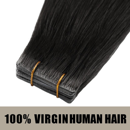 Invisible Seamless Injected Hand-Tied Tape In - 100% Virgin Human Hair - 20Pcs (#1)
