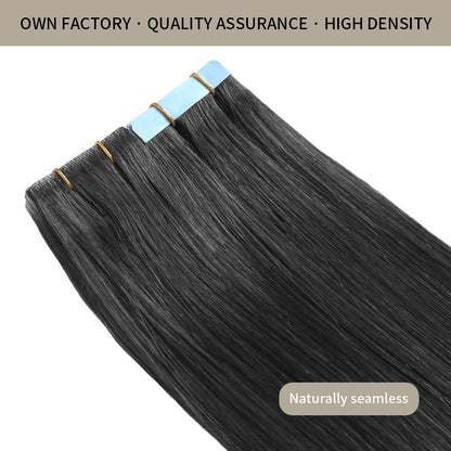 Invisible Seamless Injected Hand-Tied Tape In - 100% Virgin Human Hair - 20Pcs (#1)