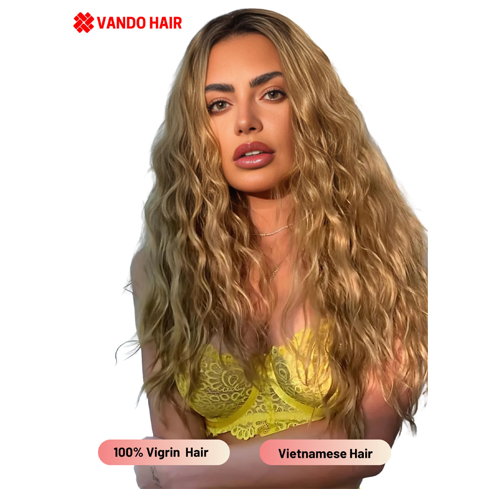 White Blonde Balayage Wig | 100% Vietnamese Hair | Feathered Hair, the Ultra-Realistic Scalp Wig, Skillfully Handcrafted for longevity