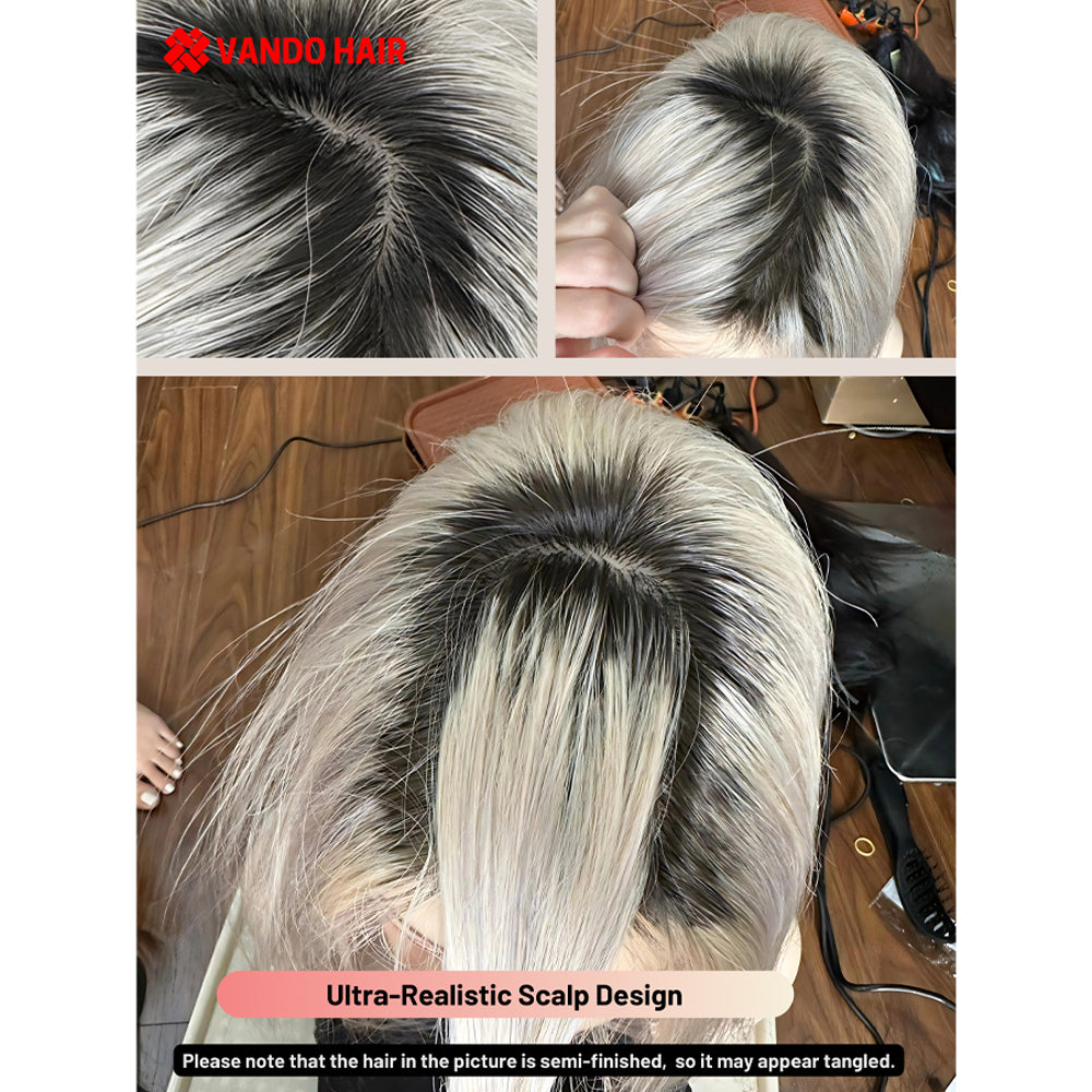 White Blonde Balayage Wig | 100% Vietnamese Hair | Feathered Hair, the Ultra-Realistic Scalp Wig, Skillfully Handcrafted for longevity